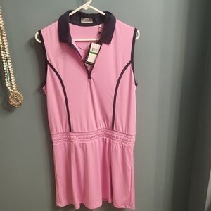 Callaway Pink and Navy Sleeveless Dress NWT